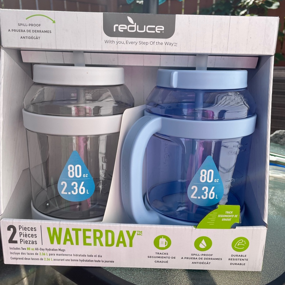 Waterday 2-Piece Set - Blue and Gray 80 oz each